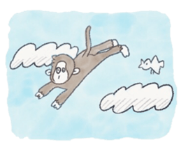Cheerful and happy monkey sticker #9618085