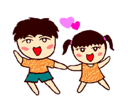 Cute brother Yo-yo & sister Ling-ling sticker #9630798