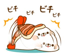 Stinging tongue seal sushi sticker #9642893