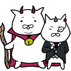 Cat devil and scary Butler Sticker.
