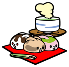 Rabbits as rice cakes sticker #9653231