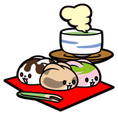 Rabbits as rice cakes sticker #9653231