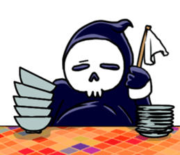 skull here there sticker #9665340