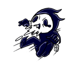 skull here there sticker #9665343