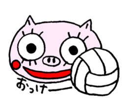false eyelashes pig volleyball ver. sticker #9672633