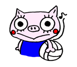 false eyelashes pig volleyball ver. sticker #9672643