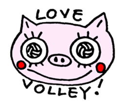 false eyelashes pig volleyball ver. sticker #9672644