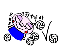 false eyelashes pig volleyball ver. sticker #9672646