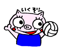 false eyelashes pig volleyball ver. sticker #9672653