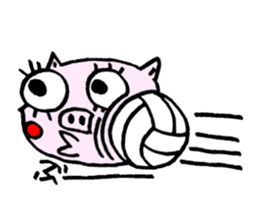 false eyelashes pig volleyball ver. sticker #9672659
