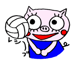 false eyelashes pig volleyball ver. sticker #9672663