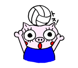 false eyelashes pig volleyball ver. sticker #9672664