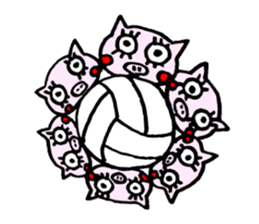 false eyelashes pig volleyball ver. sticker #9672666