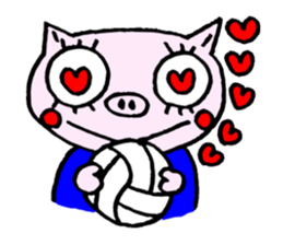 false eyelashes pig volleyball ver. sticker #9672669