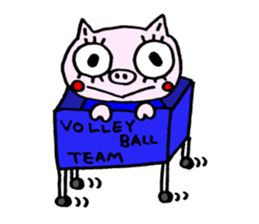 false eyelashes pig volleyball ver. sticker #9672671