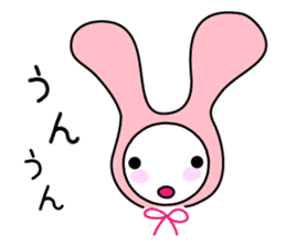 Pink rabbit hood sticker #9709329