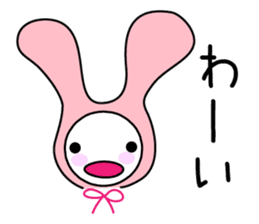 Pink rabbit hood sticker #9709330