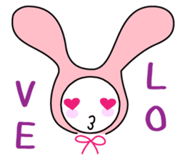 Pink rabbit hood sticker #9709331