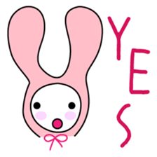 Pink rabbit hood sticker #9709341