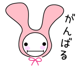 Pink rabbit hood sticker #9709345