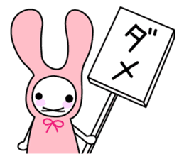 Pink rabbit hood sticker #9709365