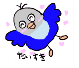 Blue button parakeets Sticker 2 sticker #9726724