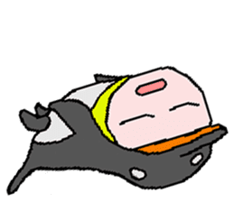 Penguin and Cat and the laser beam sticker #9735405