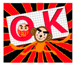 A happy new year Monkeys with daruma1-1 sticker #9759710