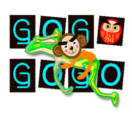 A happy new year Monkeys with daruma1-1 sticker #9759732