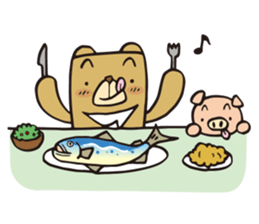 pretty bear & pig sticker 1 sticker #9767493