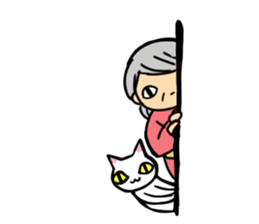 Grandmother and cat sticker #9769189