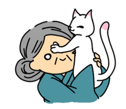 Grandmother and cat sticker #9769201