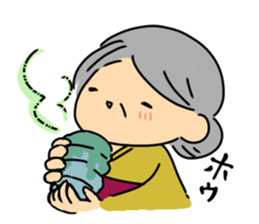 Grandmother and cat sticker #9769211