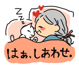 Grandmother and cat sticker #9769215