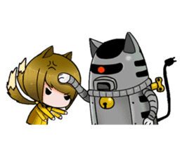 Mechanical cat and fox girl sticker #9792760