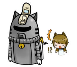 Mechanical cat and fox girl sticker #9792770