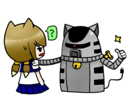 Mechanical cat and fox girl sticker #9792775