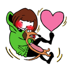 Ako-chan and dog Momo-chan