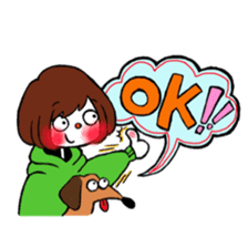 Ako-chan and dog Momo-chan by kusunoki sticker #9799860
