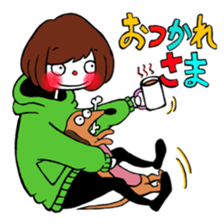 Ako-chan and dog Momo-chan sticker #9799884