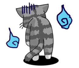 Grey striped cat sticker #9817492