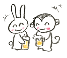 Daily good friend rabbit and monkey sticker #9833595