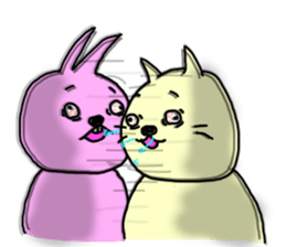 hanatare cat and rabbit wearing a tie sticker #9836693