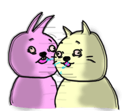 hanatare cat and rabbit wearing a tie sticker #9836693