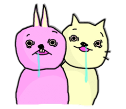 hanatare cat and rabbit wearing a tie sticker #9836694