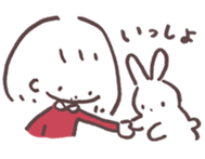 heart warming girl & rabbit 1 sticker #9844004
