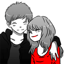 Manga couple in love sticker #9853616