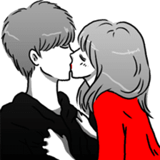 Manga couple in love sticker #9853620
