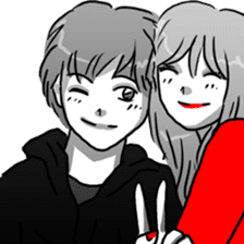 Manga couple in love sticker #9853651