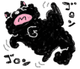fluffy-blackkitty -crayon version- sticker #9854408
